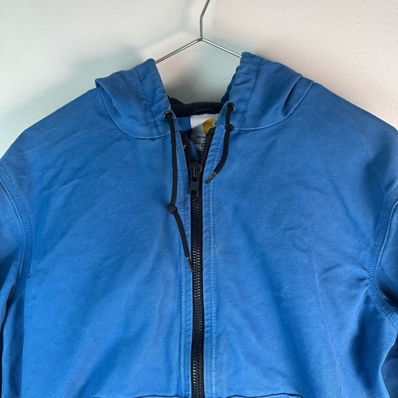 Rare Vintage Carhartt Canvas Hooded Jacket In Blue J360 ELB Size Small - Picture 6 of 10